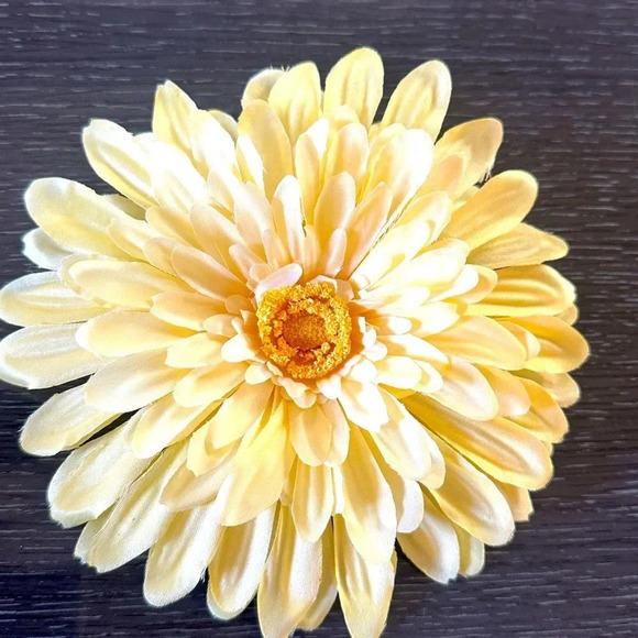 Hair / bag / dress clip big fabric flower .  New. Lemon yellow and bright pink - Picture 3 of 6